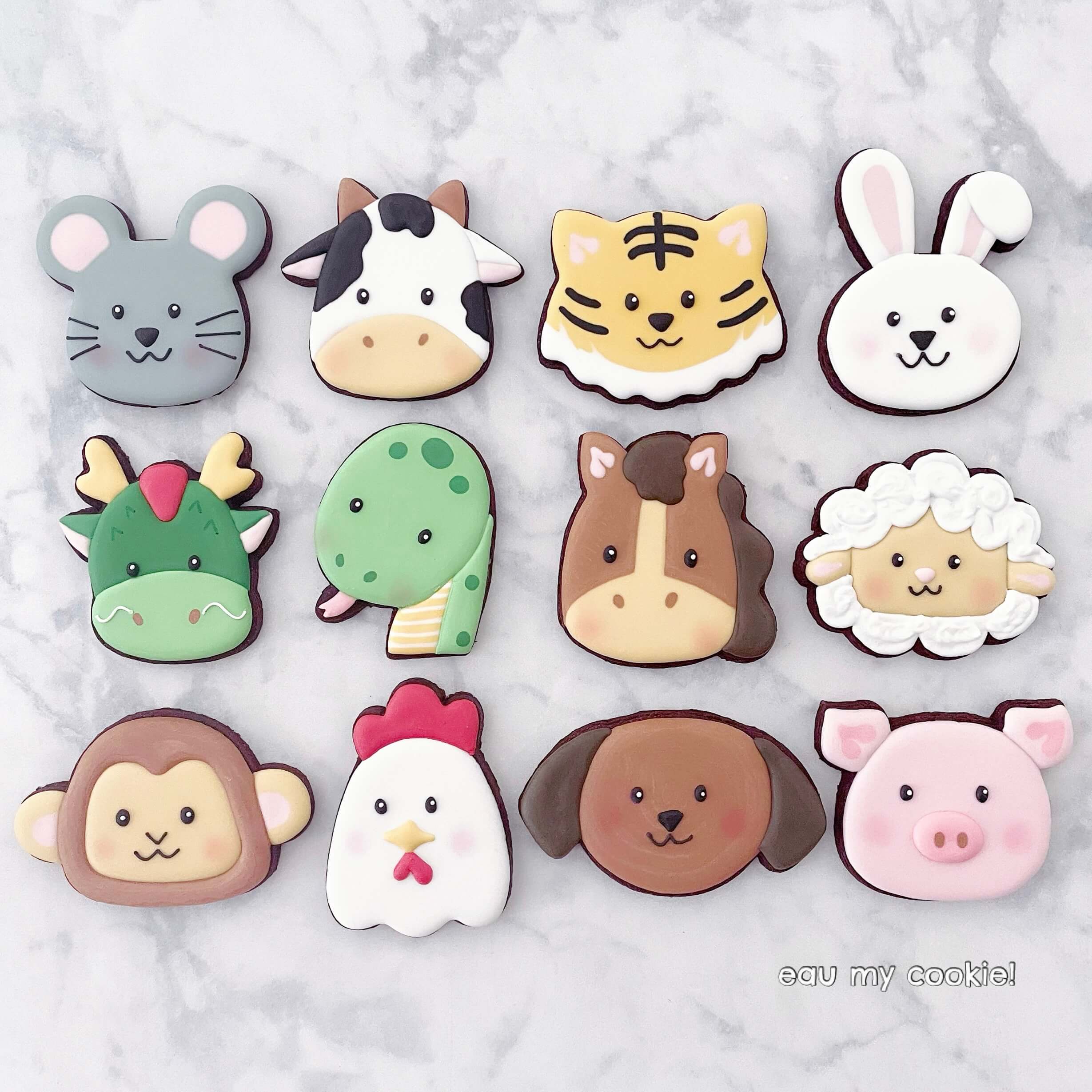 Chinese Zodiac Animals (12 cutters) - eau my cookie! Singapore Cookie Artist